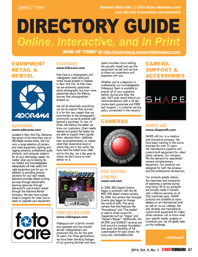 StudentFilmmakers Magazine 2-Year Digital Subscription